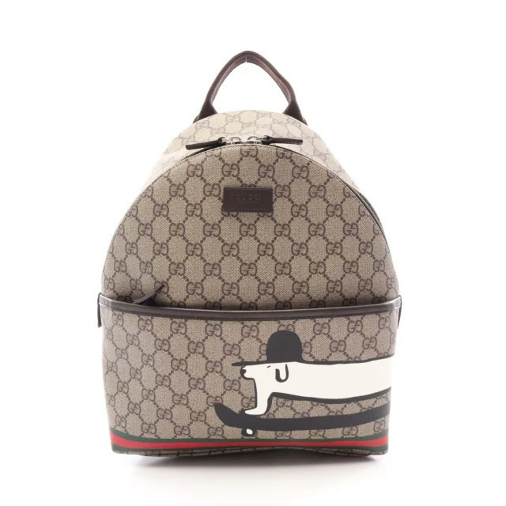Gucci GG Supreme Kim Seung Yeon Flower Backpack Canvas Leather Beige Brown